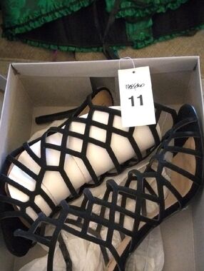 Massimo Black Cage Strappy Heels